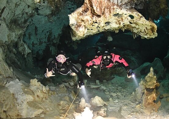 Mexico diving in Tulum. Cenotes.