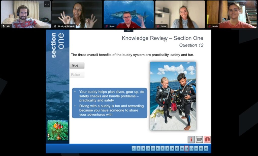 PADI IDC LIVE online, with Scuba Dive Online.