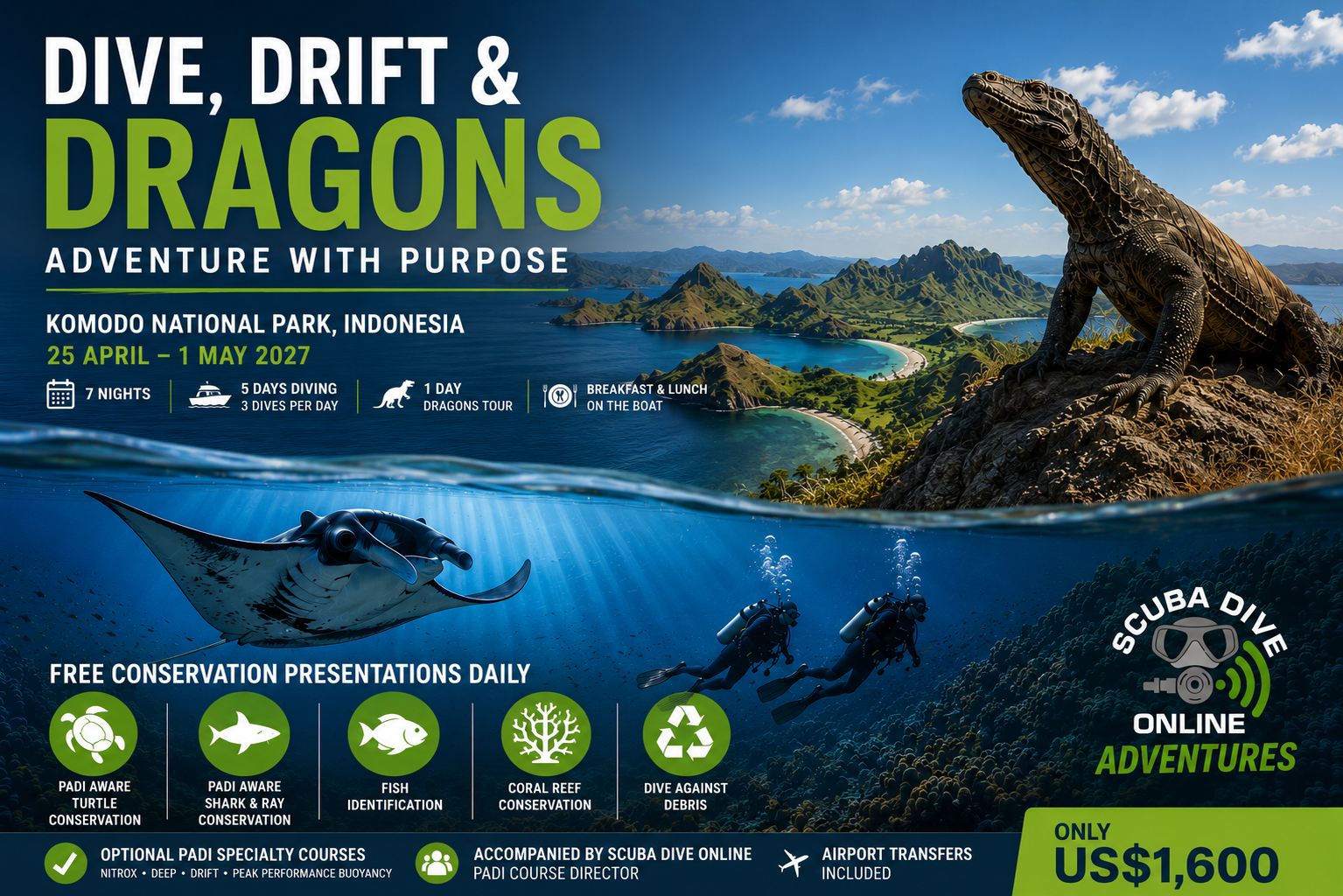 Komodo dive trip, including conservation with Scuba Dive Online.